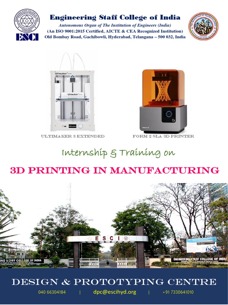 3d Printing Internship Pdf 3 D Printing Engineering