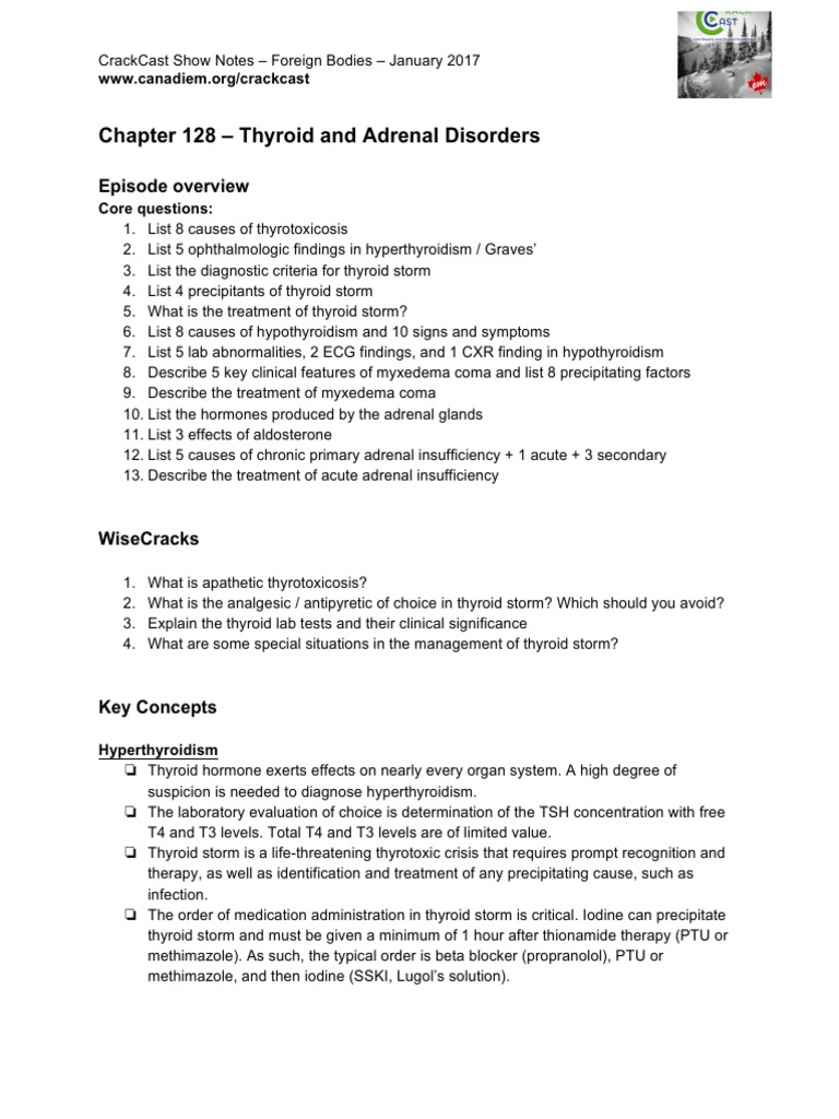Chapter 128 - Thyroid and Adrenal Disorders: Episode Overview | PDF ...