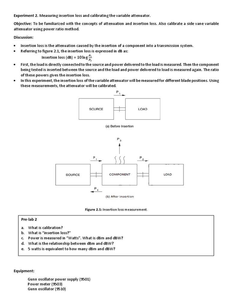 Calibrating a Variable Attenuator by Measuring Insertion Loss Using the