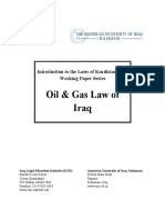 Oil & Gas Law of Iraq: Introduction To The Laws of Kurdistan, Iraq Working Paper Series