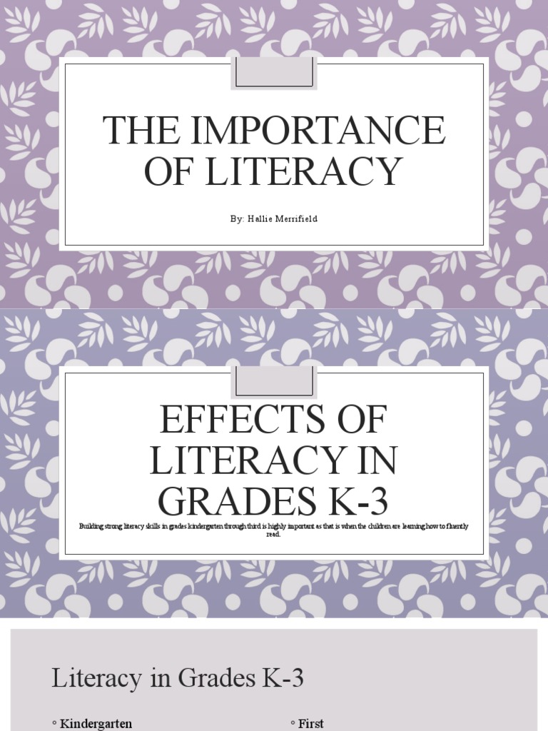 Importance Of Literacy Pdf Phonics Learning To Read