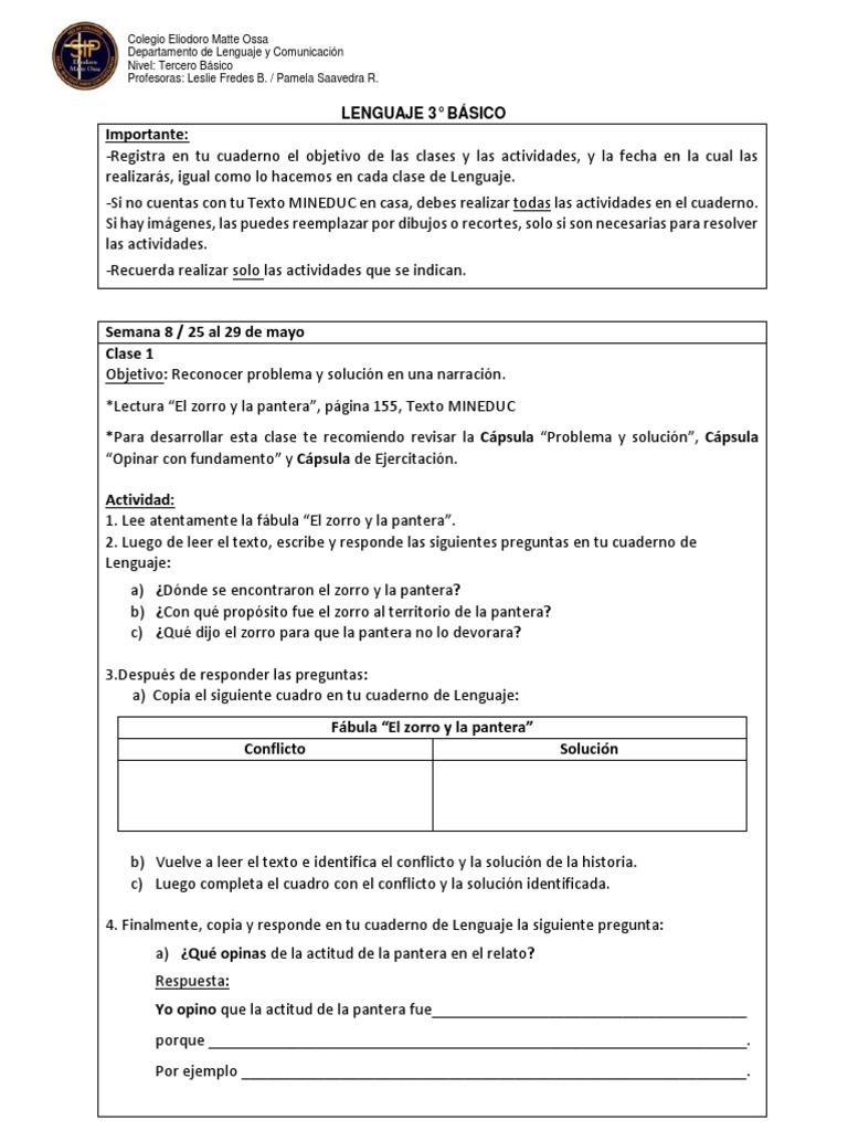 Actividades de Lenguaje 3° Básico | PDF | Artes del Lenguaje y Comunicación