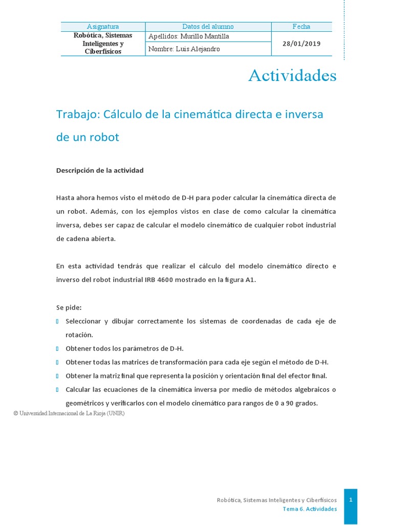 Cinemática Inversa de Un Robot | PDF | Análisis matemático | Mecanica ...