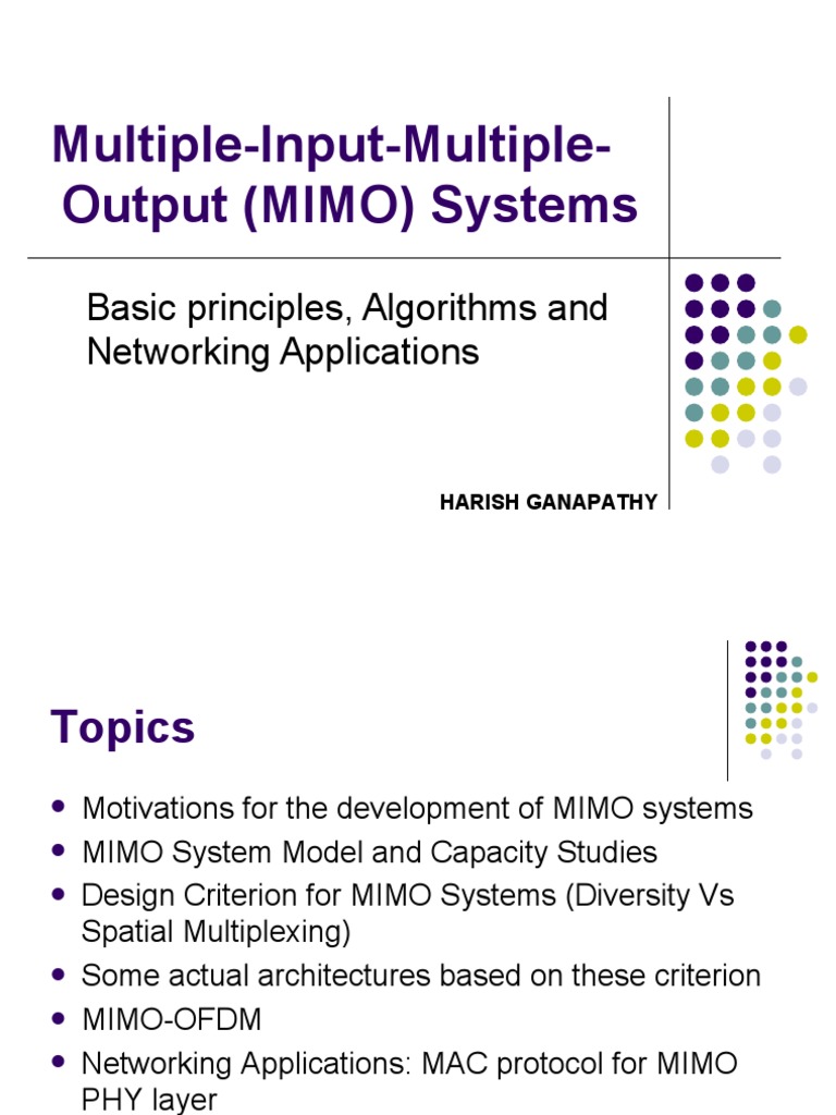 Multiple-Input-Multiple-Output (MIMO) Systems: Basic Principles ...