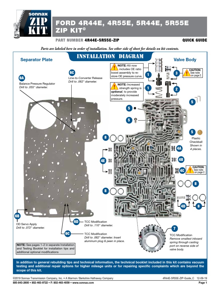 FORD 4R44E, 4R55E, 5R44E, 5R55E Zip Kit: Installation Diagram ...