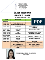 Class Program Grade 9 - Hope: Time Subject Teacher