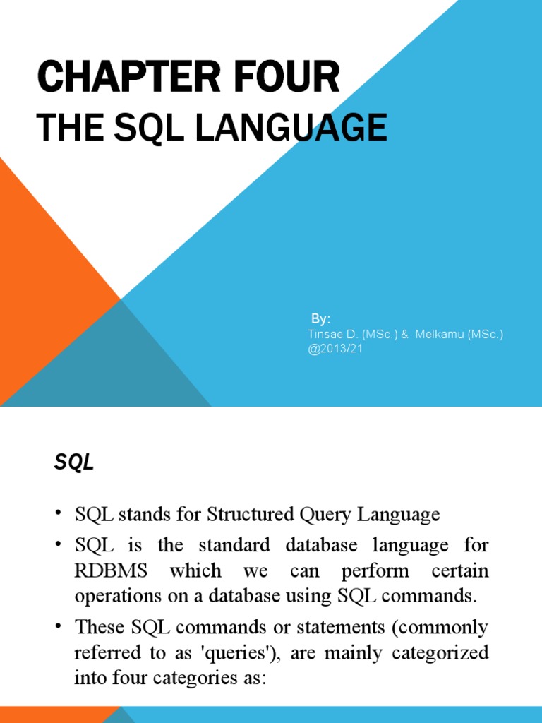 Chapter Four: The SQL Language | PDF | Sql | Data Management