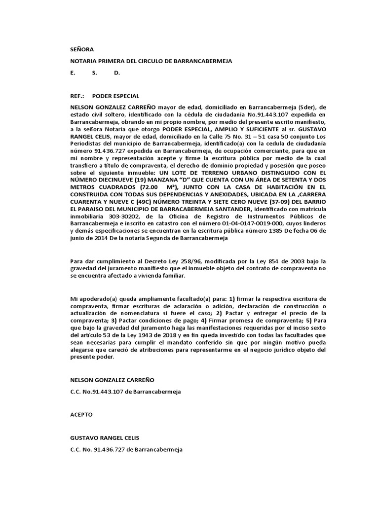Poder Especial para Compraventa | PDF | Justicia | Crimen y violencia