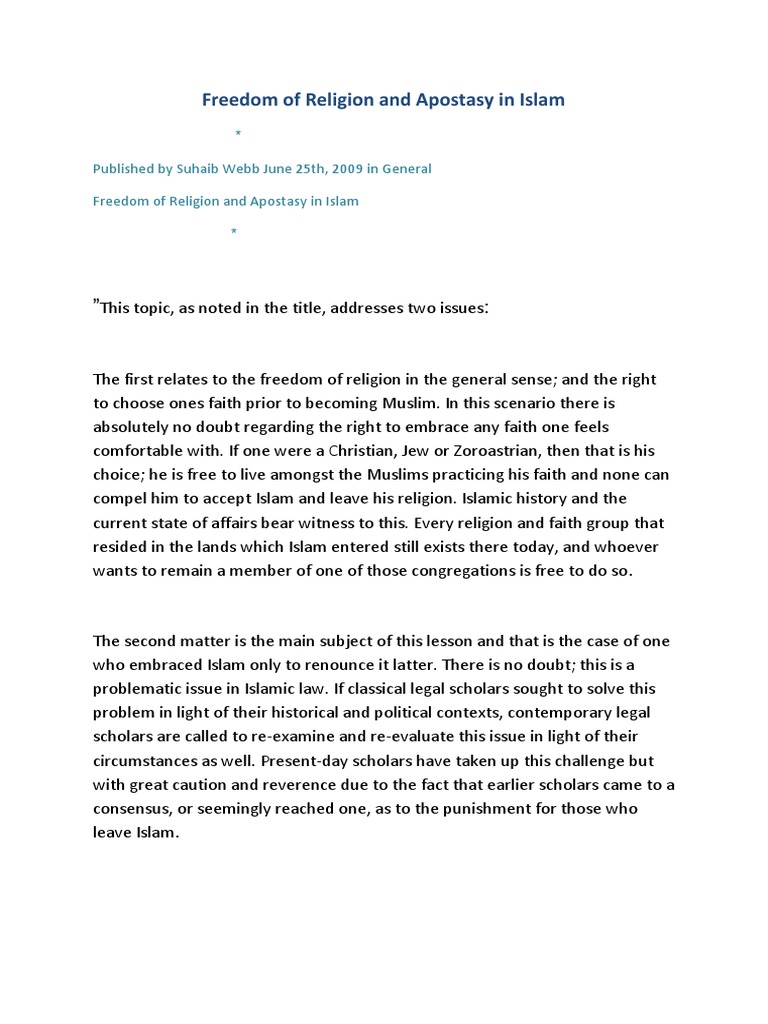 Freedom of Religion and Apostasy Ahmad Raisuni | PDF | Apostasy | Muhammad
