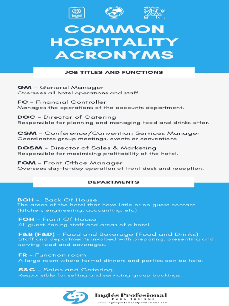 Common Hospitality Acronyms PDF Customer Relationship Management