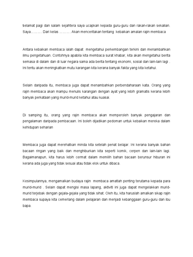 Skrip Rajin Membaca Pdf
