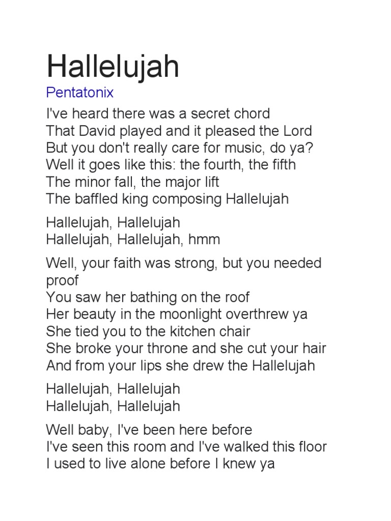 Hallelujah pentatonix pdf