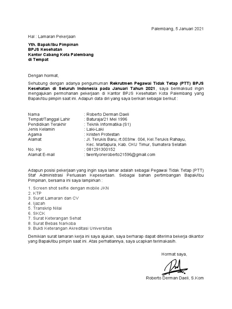 3 1 Surat Lamaran Bpjs Pdf