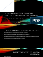 Pemantauan Dan Evaluasi Mutu Pelayanan Di Era Pandemi