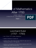 History of Mathematics After 1700: Week 1