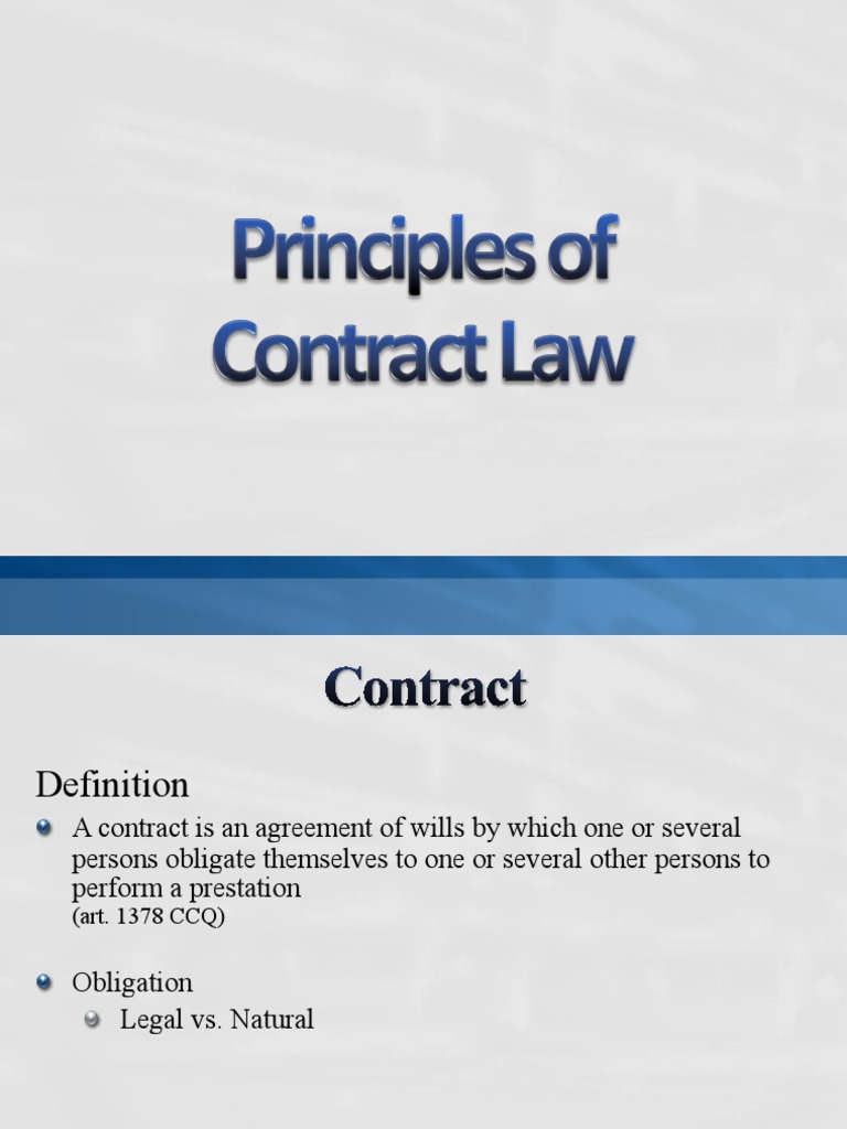 Principles of CCQ Contract Law | PDF | Damages | Annulment