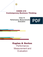 COMM 210 Contemporary Business Thinking: Class 10 Performance, Measurements and Evaluation