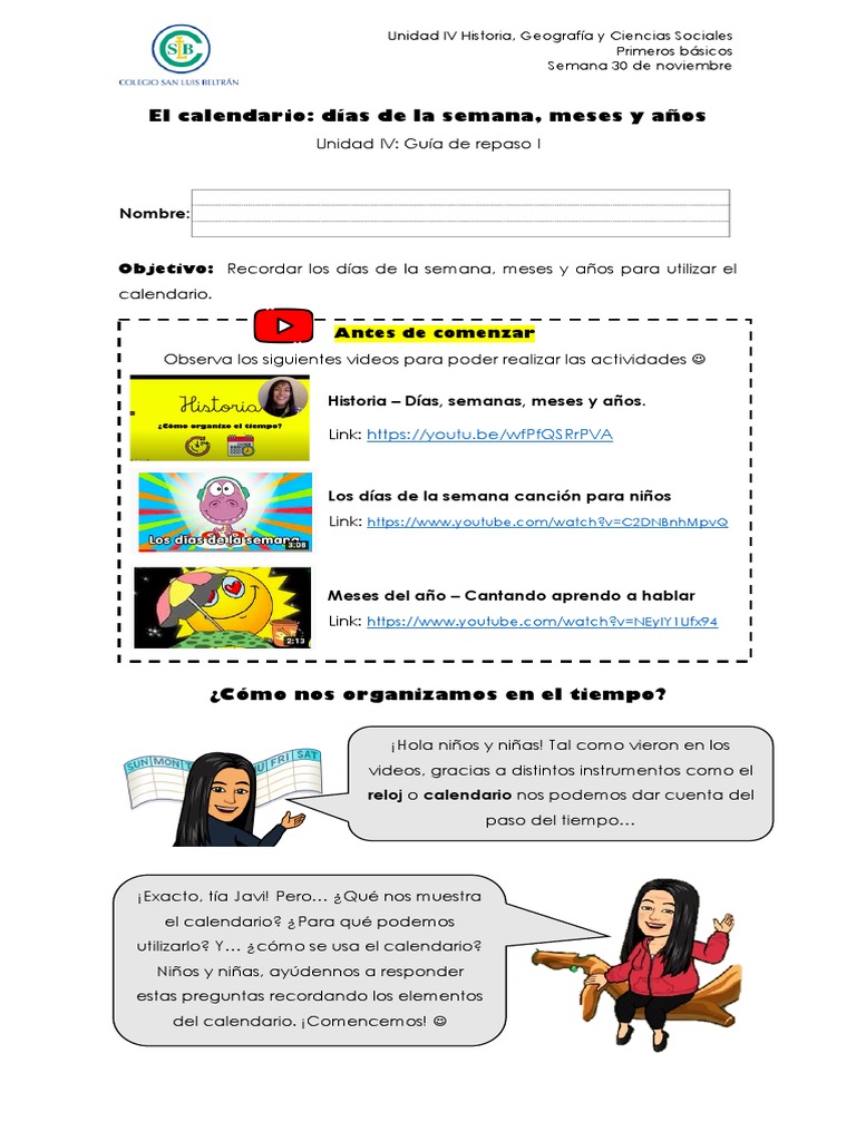 Actividades del Calendario para Niños | PDF | Calendario | Science