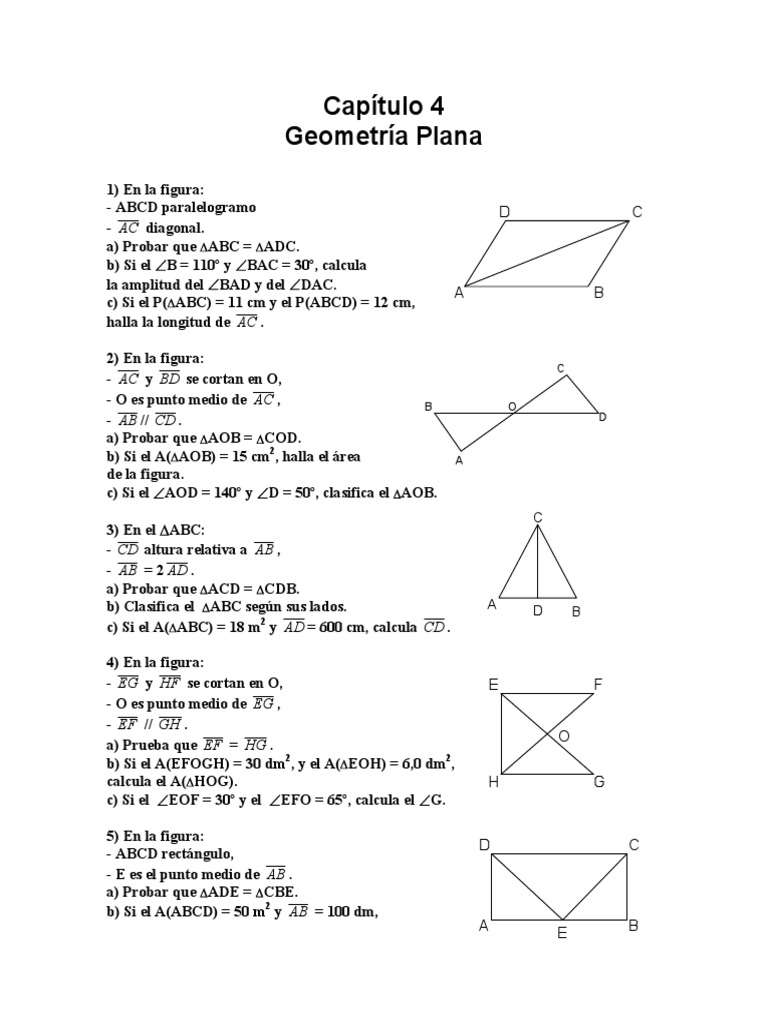 Ejercicios de Geometría Plana para Primaria | PDF | Rectángulo | Triángulo