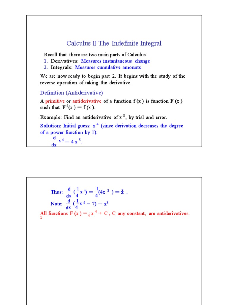Calculus II: Indefinite Integrals Explained | PDF | Integral | Analysis