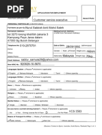 Filled Application Form