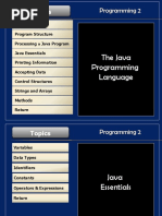 The Java Programming Language: Topics