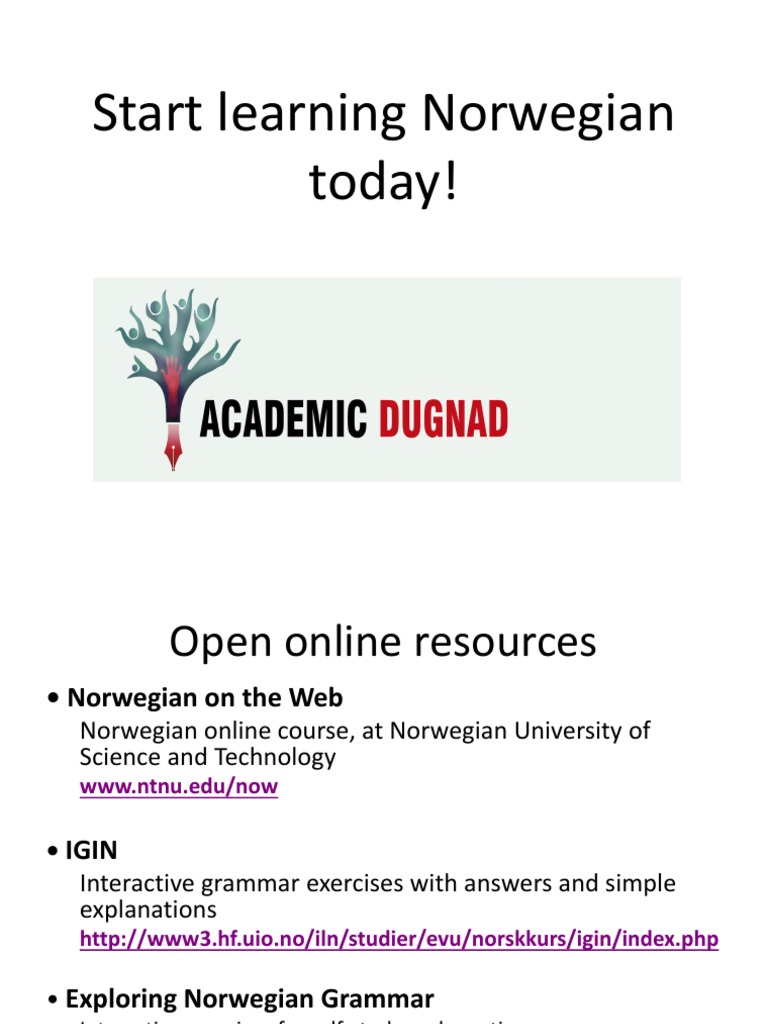 Online Resources for Learning Norwegian | PDF