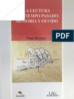 Ricoeur, Paul. - La Lectura Del Tiempo Pasado - Memoria y Olvido [1999]