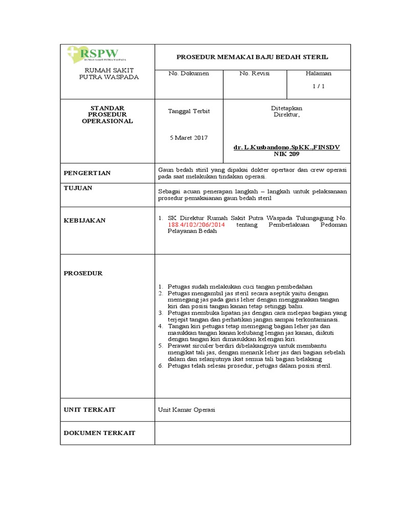 Cara memakai baju steril sop pdf