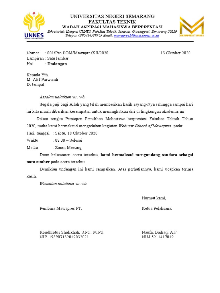 Surat Undangan Narasumber | PDF