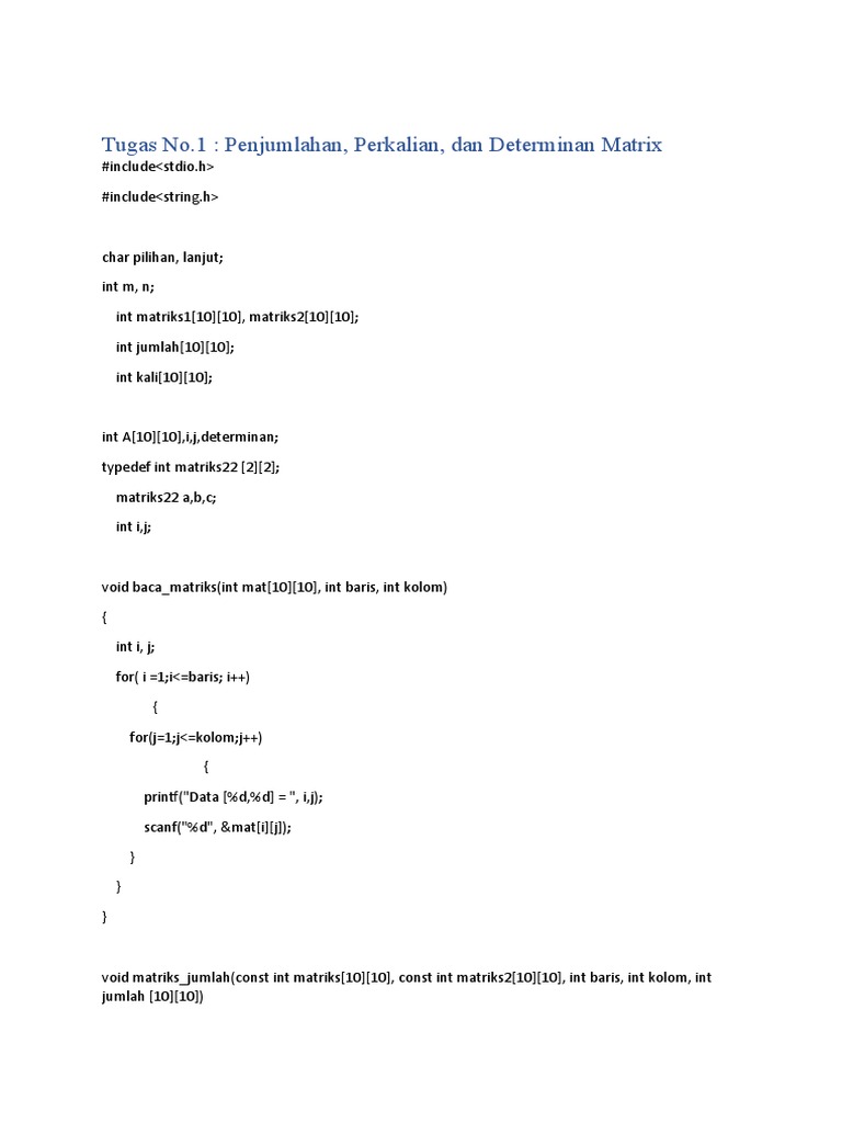 Penerapan Matriks dalam Program Komputer | PDF | Pemrograman ...
