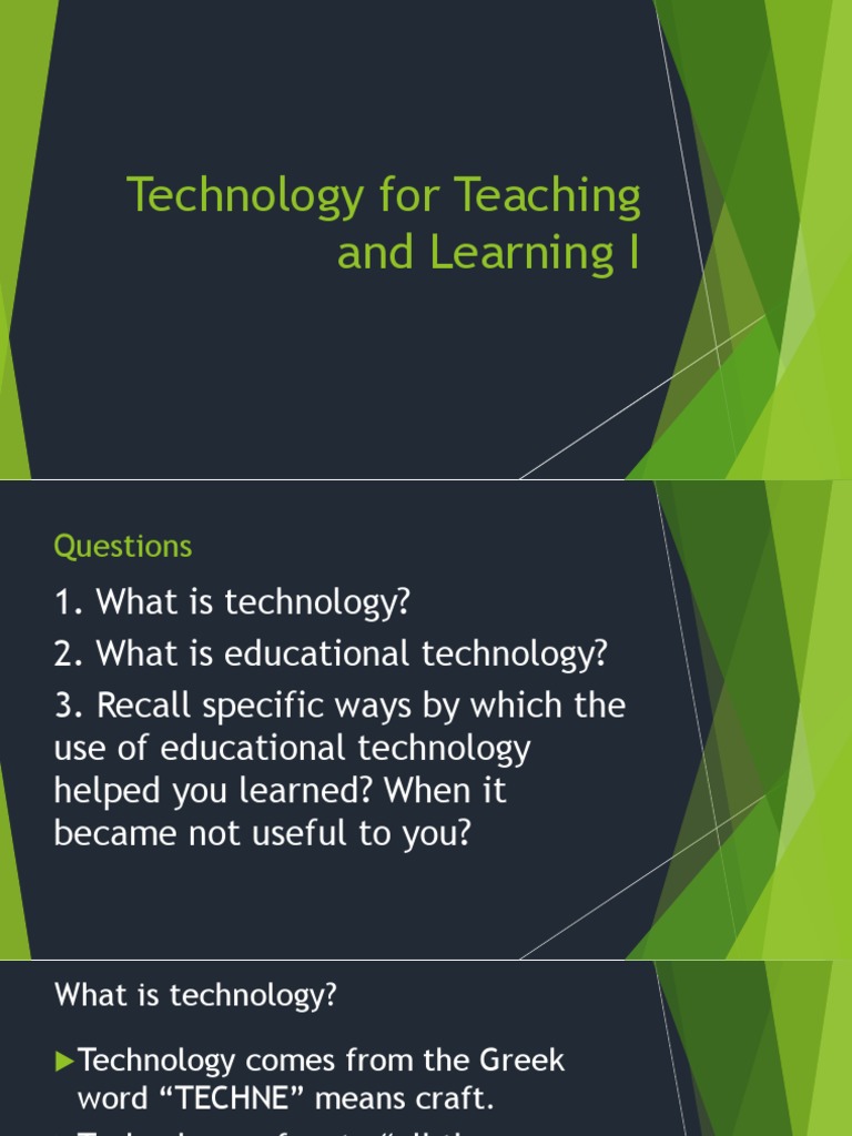 Technology For Teaching and Learning I | PDF | Educational Technology ...