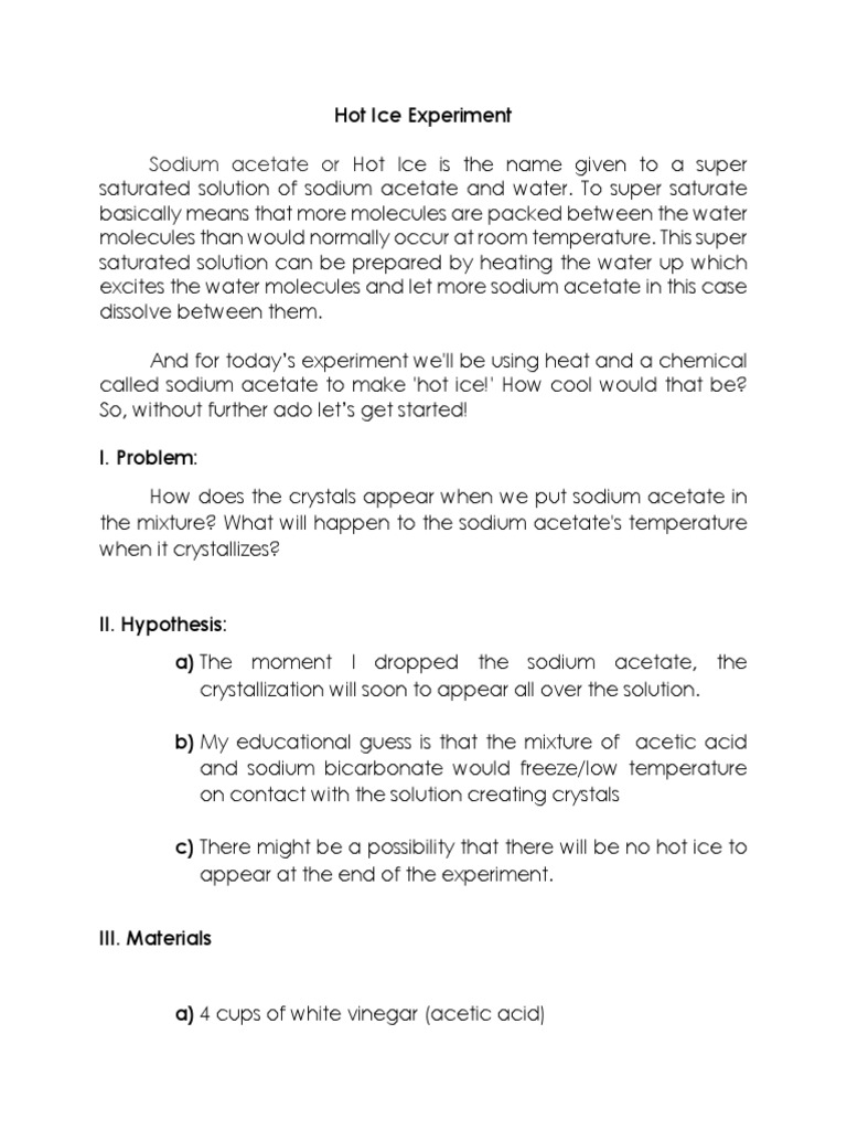 Hot Ice | PDF | Crystallization | Sodium Bicarbonate