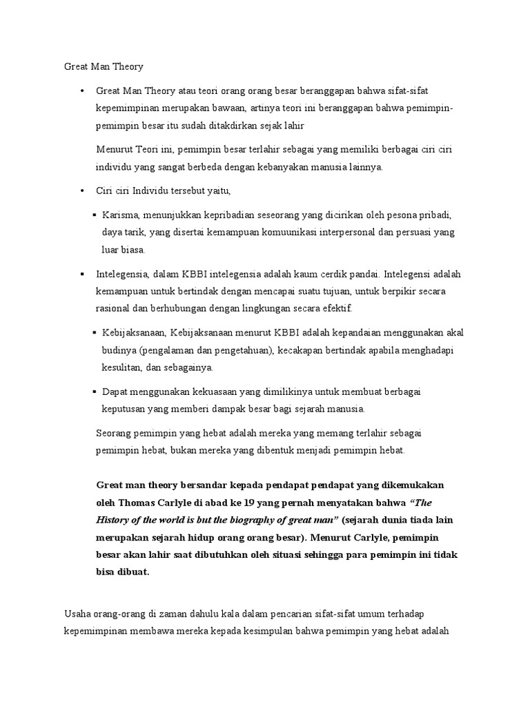 Great Man Theory Pdf