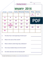 January: Reading Calendar