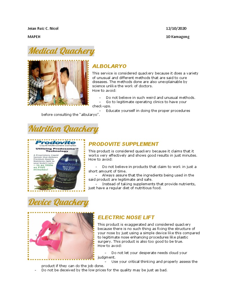 MAPEH 1 Quackery 1 PDF Dietary Supplements Food And Drink