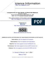 Social Science Information: Perspectives On The Study of Work-Life Balance