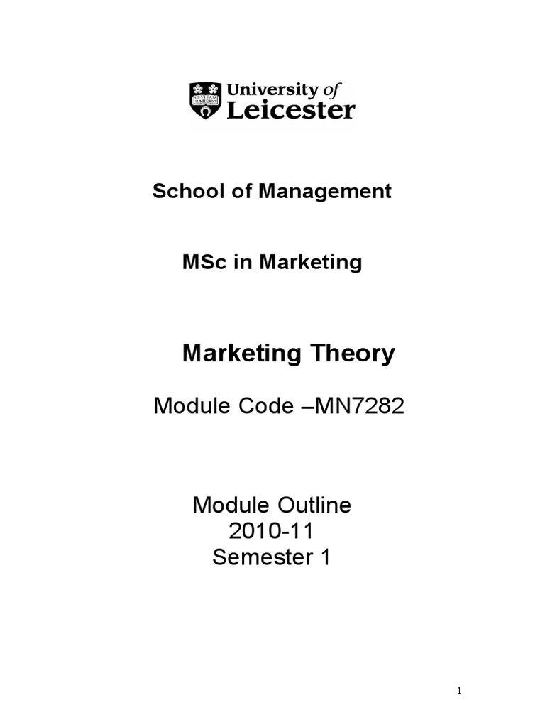 MSc Marketing Theory Module Overview | PDF | Lecture | Marketing