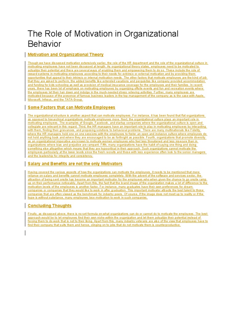 Motivating Employees in Organizations | PDF | Motivation | Motivational