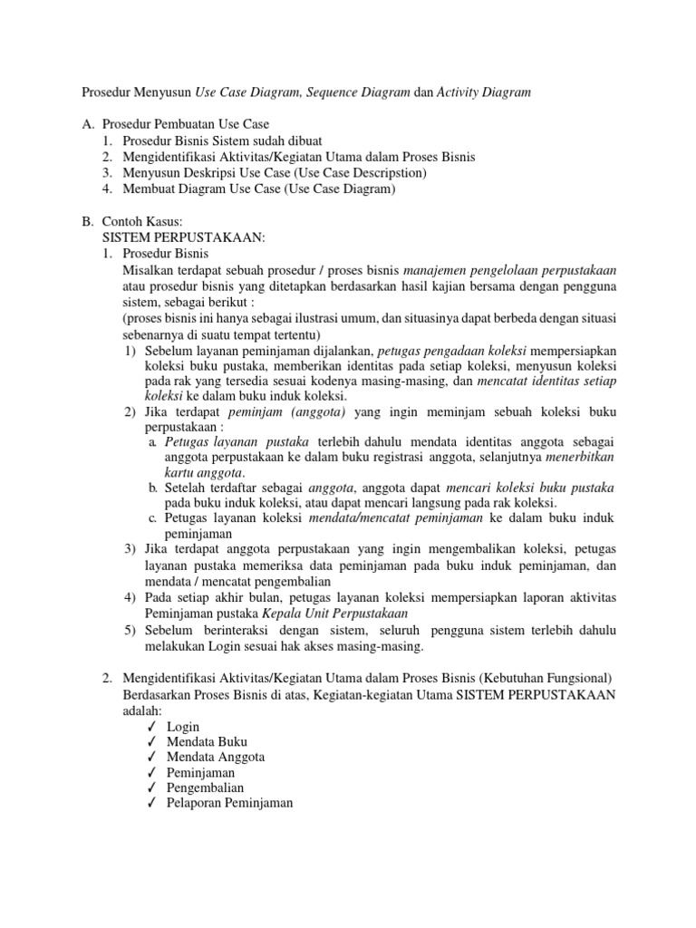 Contoh Penggambaran Uml Use Case Sequence Activity Sistem
