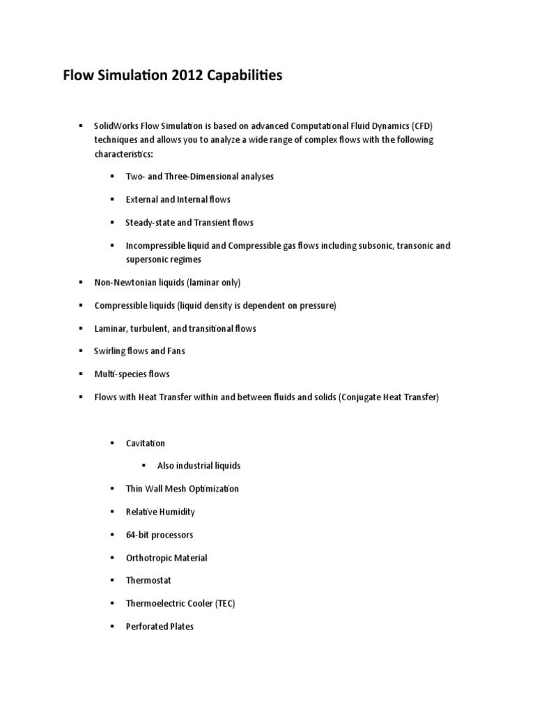 Flow Simulation 2012 Capabilities | PDF