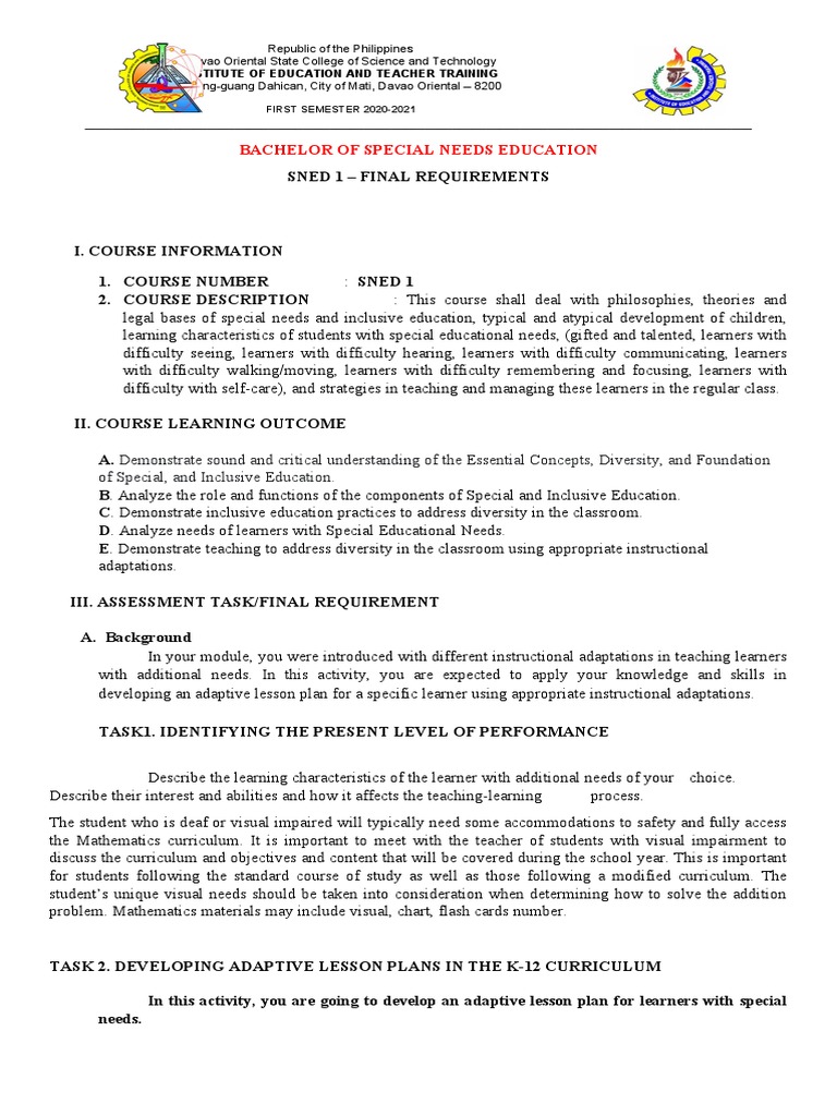 Bachelor of Special Needs Education | PDF | Inclusion (Education ...