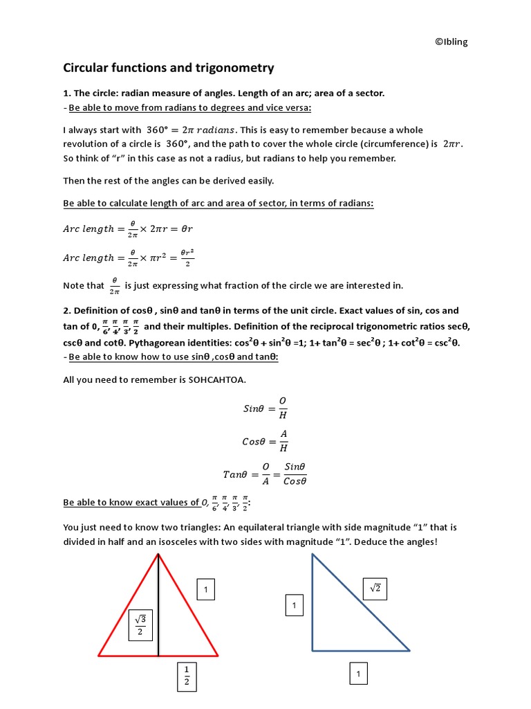 Circular Functions and Trigonometry | PDF | Trigonometric Functions | Sine