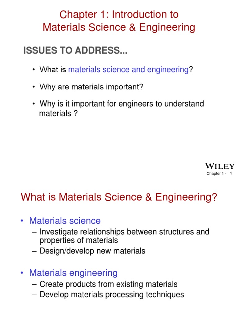 Chapter 1: Introduction To Materials Science & Engineering | PDF ...