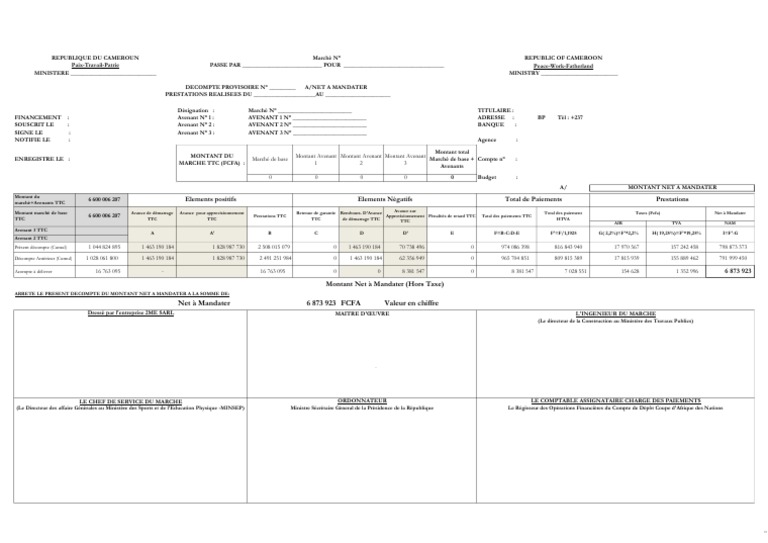 Model Decompte 01, PDF, Taxe sur la valeur ajoutée