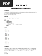 Lab Task 7: Programming Exercises