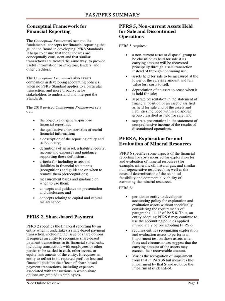 PAS and PFRS Summary | PDF | Deferred Tax | Depreciation