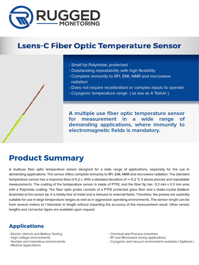 Rugged Fiber Optic Temperature Sensor | PDF | Optical Fiber ...