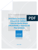 2019 Principales Resultados de La Encuesta de Calidad de Vida Del Adulto Mayor ENCAVIDAM, e Impacto Del Pilar Solidario