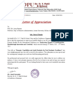 Letter of Appreciation To Dr. Arup Burman